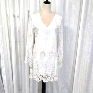 Union‎ of Angels White Lace Eyelet Embroidered Dress Womens Size M